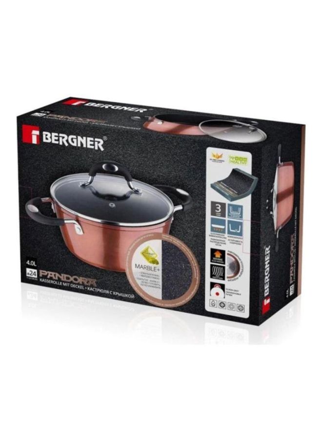 بيرجنر كسرولة باندورا من الألومنيوم المانع للالتصاق والمشكل بالطرق مع قاعدة مناسبة لمواقد الحث ومزودة بغطاء لون نحاسي 28سم - Image 4