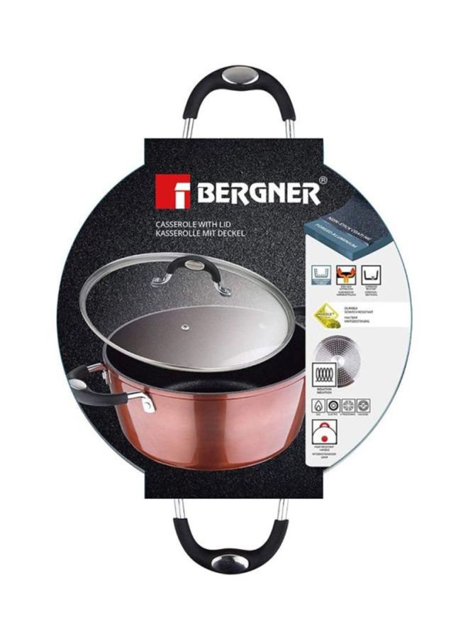 بيرجنر كسرولة باندورا من الألومنيوم المانع للالتصاق والمشكل بالطرق مع قاعدة مناسبة لمواقد الحث ومزودة بغطاء لون نحاسي 28سم - Image 5