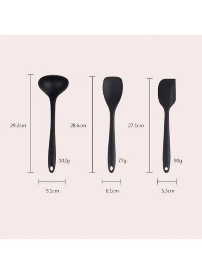 شاربدو طقم أواني طهي مكون من 10 قطع أسود 1x Tong (27.1x3.6), 1x Whisk (25.8x6.1), 1x Oil Brush (21.1x3.6), 1x Spoon (20.8x4.1), 1x Laddle (29.2x9.1), 1x Spatula (30.3x7.1), 1x Sphagetti Spoon (28.6x5.6), 1x Spoon (27.1x6.1), 1x Small Spatula (28.6x6.1), 1x Spreading Tool (27.1x5.3)سم - Image 3