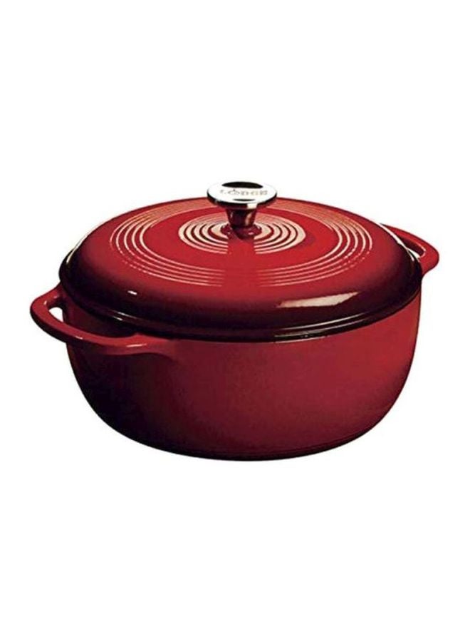 لودج فرن هولندي من حديد الزهر مطلي بالمينا بغطاء أحمر 13.56x10.98x4.68بوصة  - Image 1