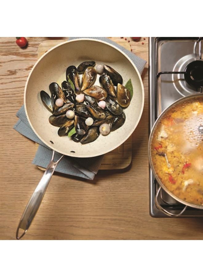 Korkmaz Granita Frying Pan Beige/Silver 28x8.5cm - Image 1