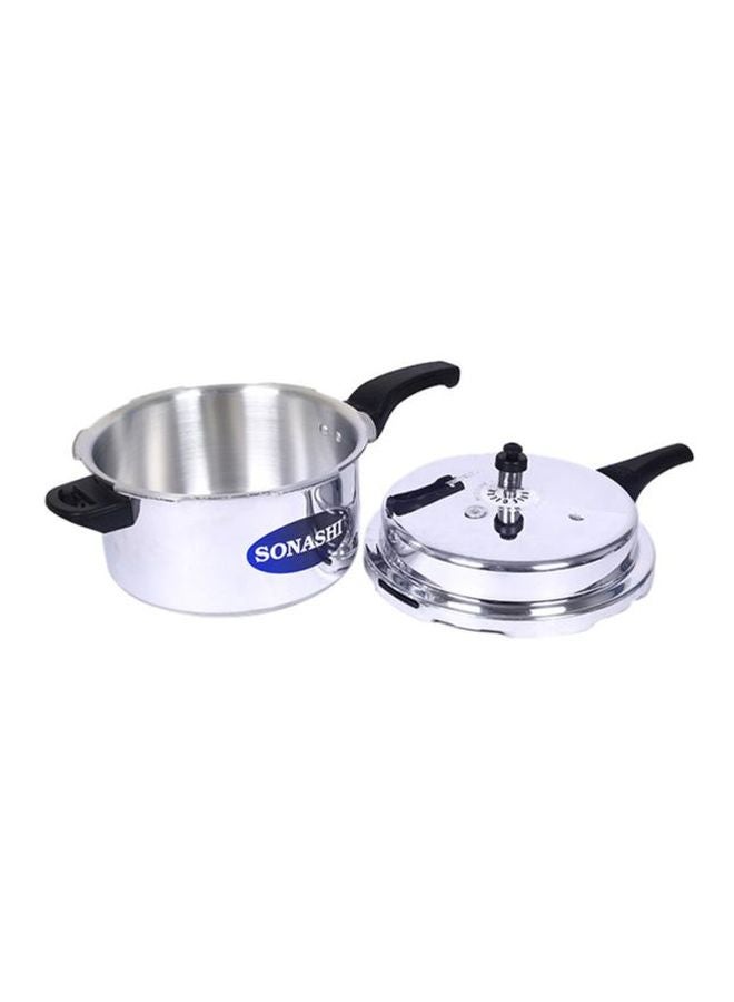 SONASHI Anti Spill 75L Pressure Cooker with HeavyBase and Strong Aluminum Body  Extra Strong Lugs with Anti Spill Lid  Heavy Base  Can be used on Gas Stove And Induction Stove Silver/Black 7.5Liters SPC-275 Silver/Black 7.5Liters  - Image 3