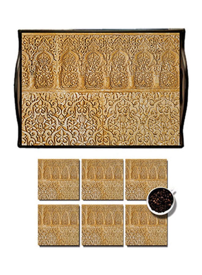 فوتو بلوك صينية من خشب MDF المغلف مزينة بطبعة تعبر عن رمضان متعدد الألوان 25x35سم