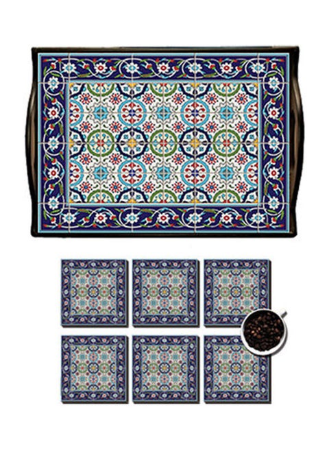 MDF Wood With Lamination Printed Andalusian Tray Multicolour 25x35cm