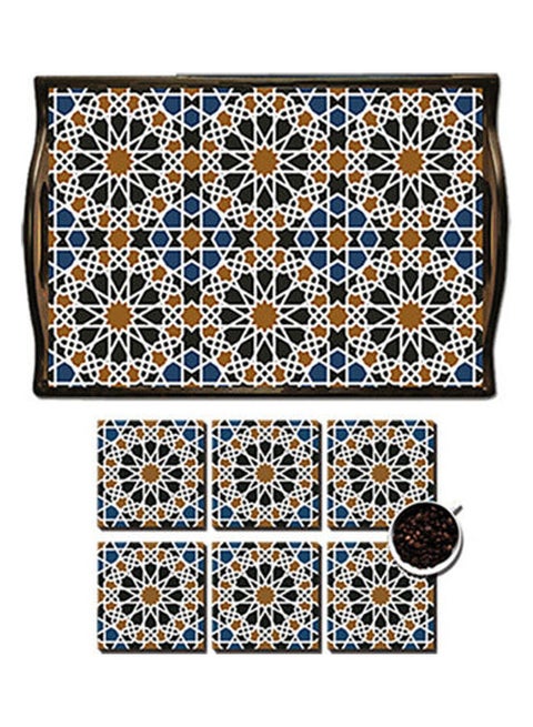 MDF Wood With Lamination Printed Andalusian Tray Multicolour 25x35cm