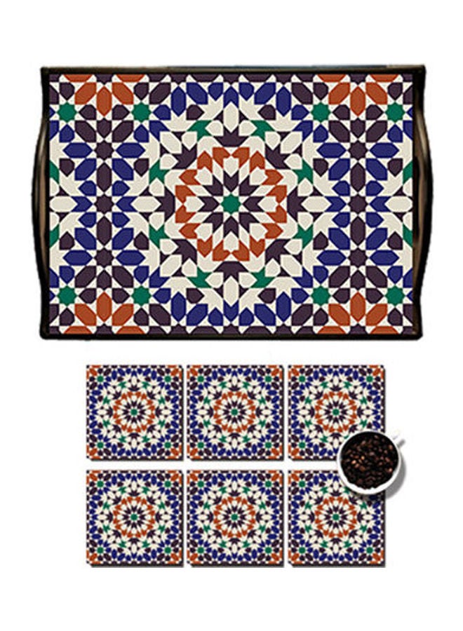 فوتو بلوك صينية مصنوعة من خشب MDF مُزينة بطبعة نقوش أندلسية لامعة متعدد الألوان 25x35سم 