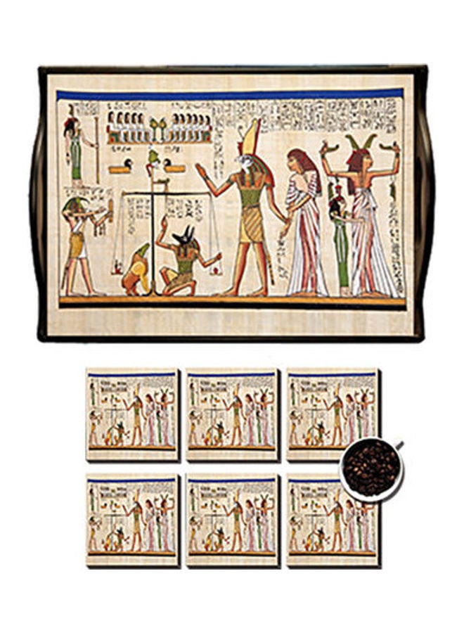 فوتو بلوك صوانٍ من خشب MDF الرقائقي ومزينة بطبعة مستوحاة من مصر متعدد الألوان 25x35سم