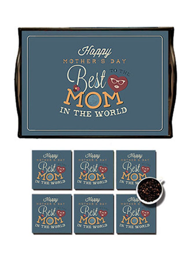 Photo Block MDF Wood With Lamination Printed Mother's Day Tray Multicolour 25x35cm 