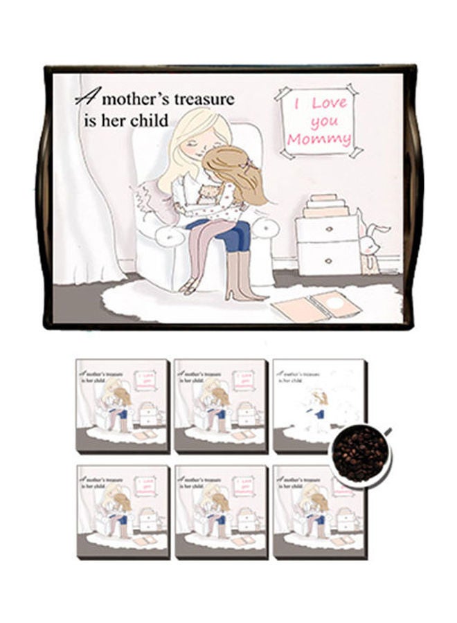 Photo Block MDF Wood With Lamination Printed Mother's Day Tray Multicolour 25x35cm 