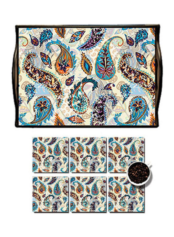 فوتو بلوك صينية بيزلي مزينة بطبعة مصنوعة من خشب MDF بتقنية التصفيح متعدد الألوان 25x35سم