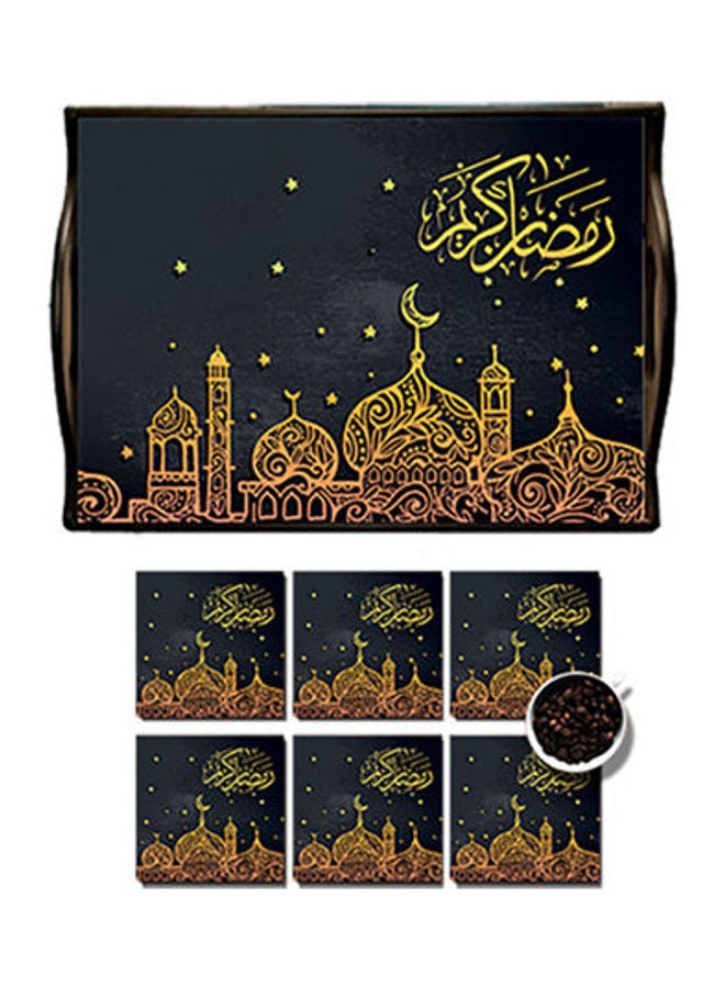 Photo Block MDF Wood With Lamination Printed Ramadan Tray Multicolour 25x35cm 