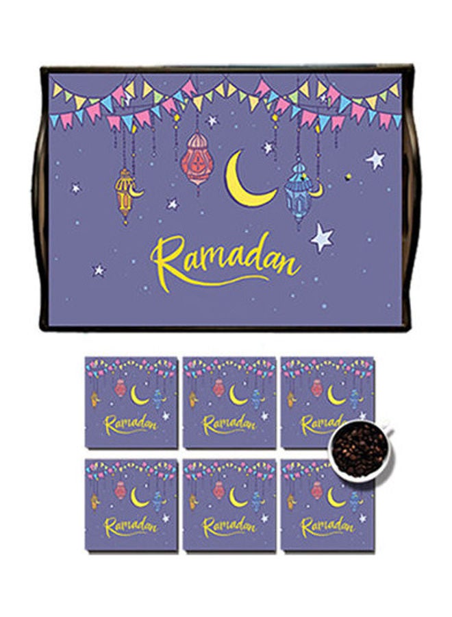 Photo Block MDF Wood With Lamination Printed Ramadan Tray Multicolour 25x35cm 