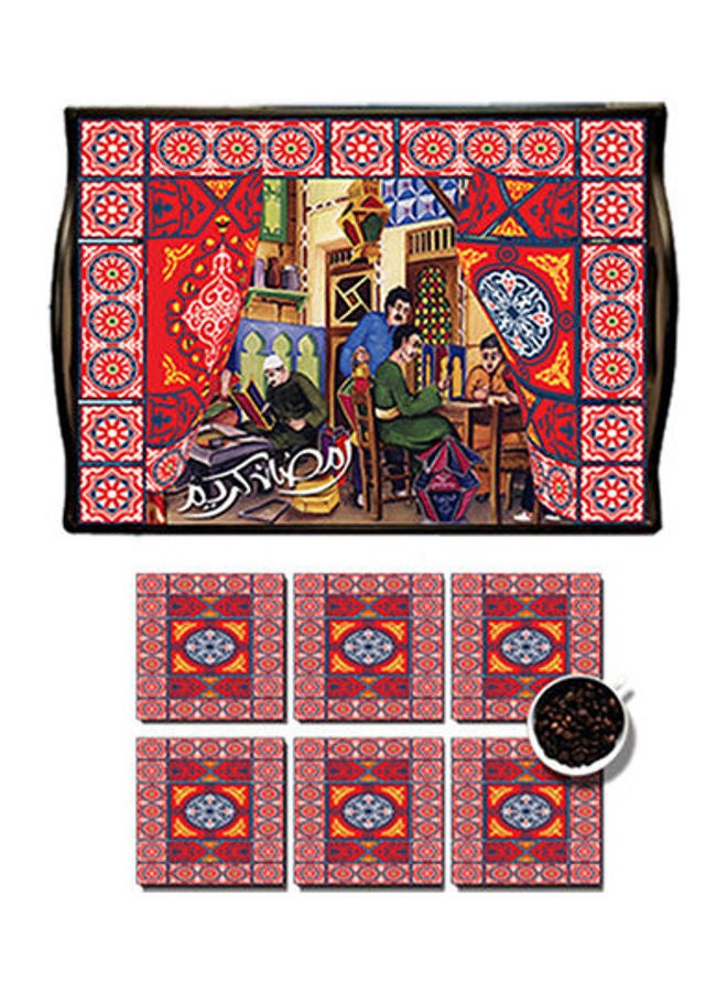 Photo Block MDF Wood With Lamination Printed Ramadan Tray Multicolour 25x35cm 