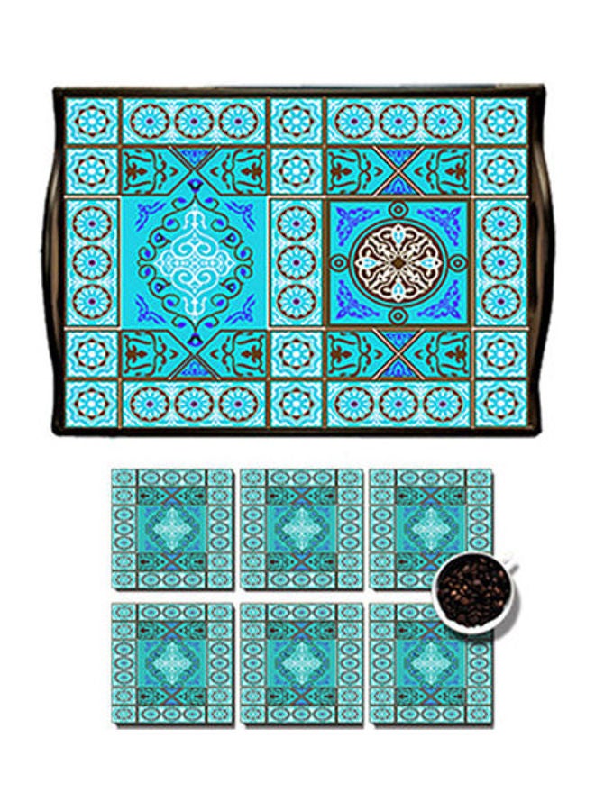 فوتو بلوك صينية من خشب MDF المغلف مزينة بطبعة تعبر عن رمضان متعدد الألوان 25x35سم 