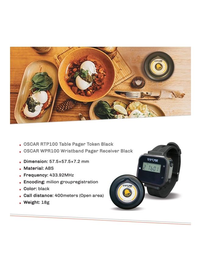 Oscar - Wrist Pager With Wireless Call Button Black - Image 1