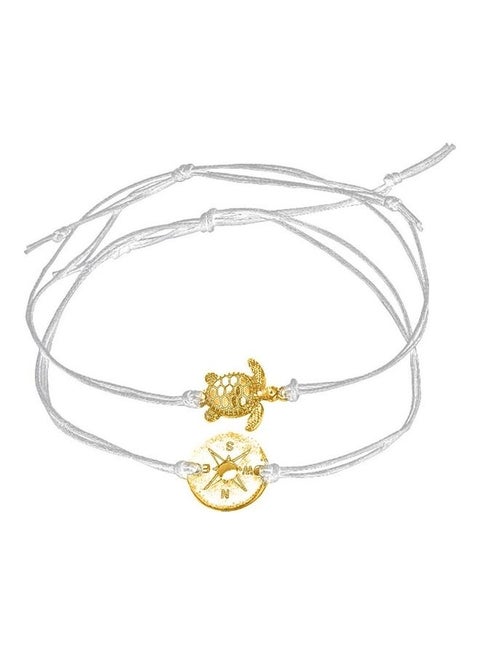 2-PieceTurtle And Compass Pattern Charm Anklets