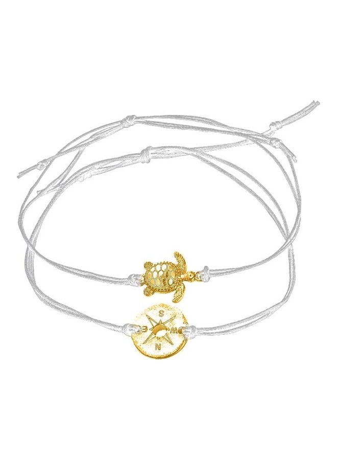 Generic 2-PieceTurtle And Compass Pattern Charm Anklets 