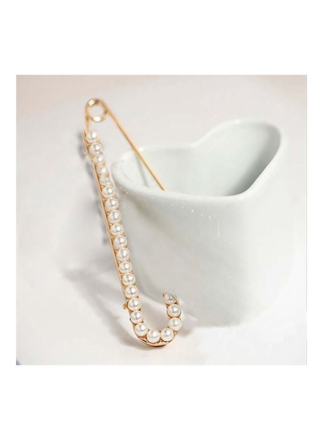 Generic - 1-Piece Fashion Faux Pearl Rhinestone Brooch Safety Pin - Image 1
