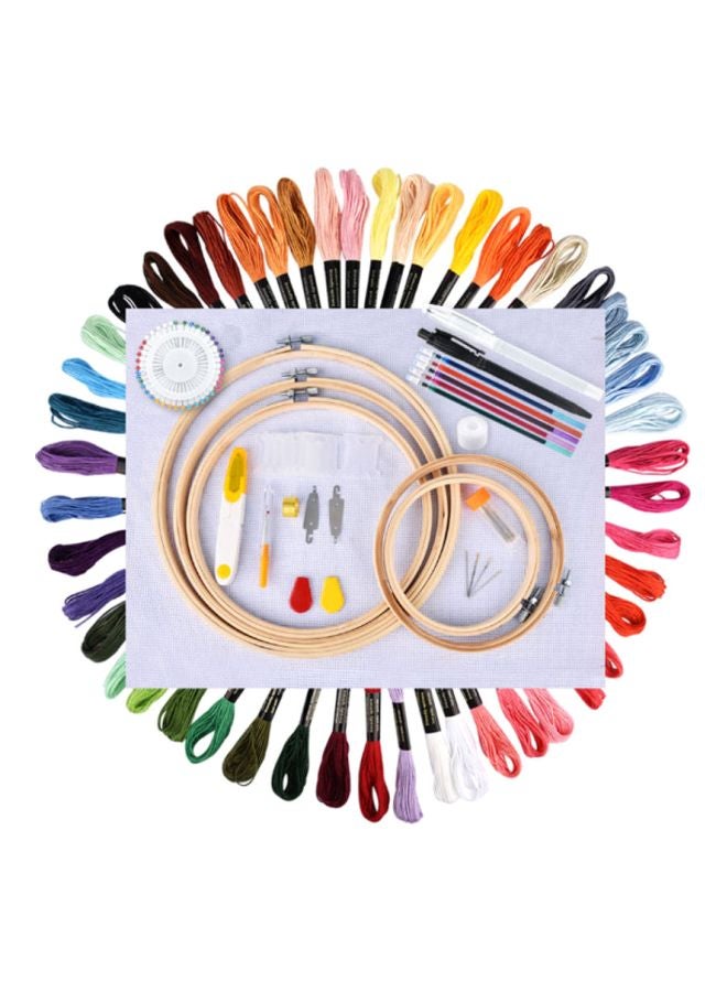 Beauenty 50-Colours Thread Hoops Diy Sewing Kit Red/Yellow/Green - Image 1