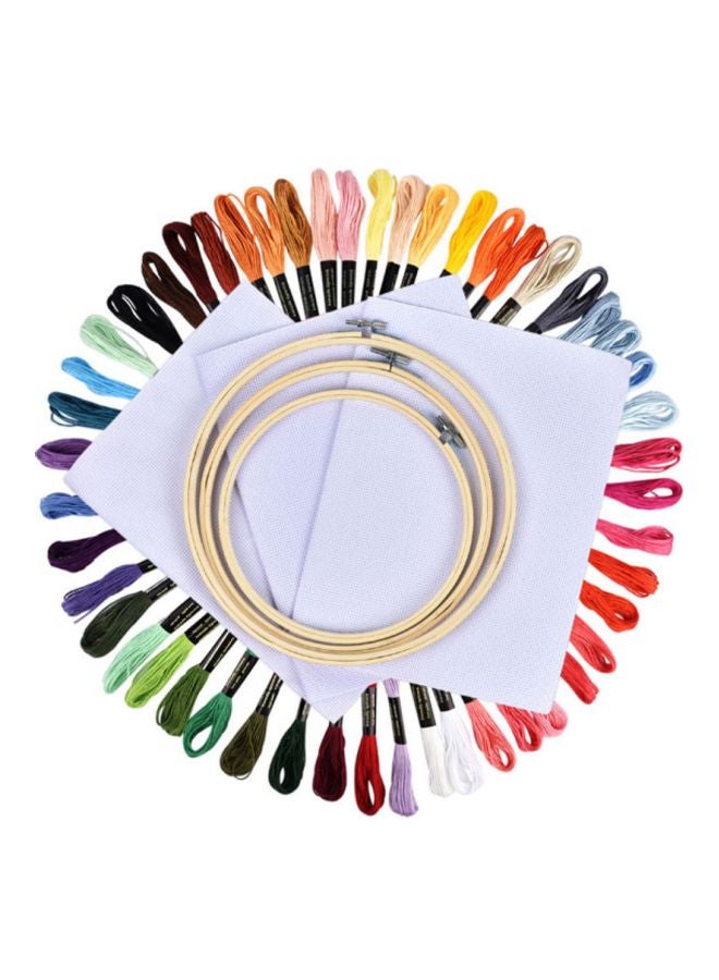 Beauenty 50-Colours Thread Hoops Diy Sewing Kit Red/Yellow/Green  - Image 2