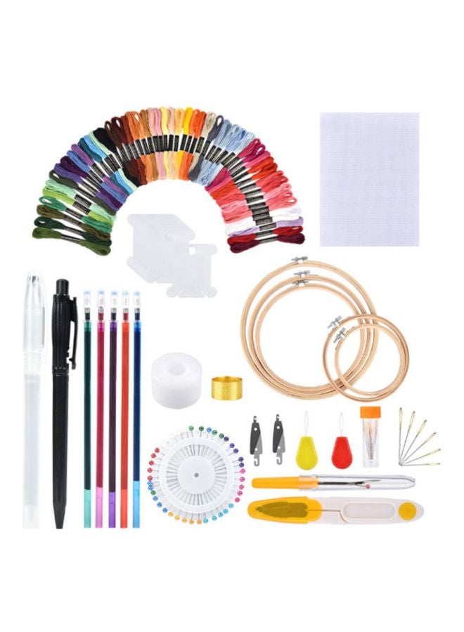 Beauenty 50-Colours Thread Hoops Diy Sewing Kit Red/Yellow/Green - Image 4