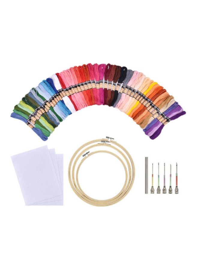 Beauenty 50-Colours Thread Hoops Diy Sewing Kit Red/Yellow/Green  - Image 3