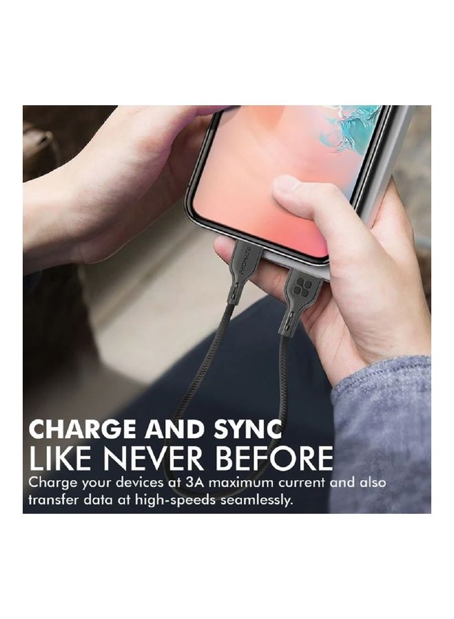 بروميت كابل USB-C ذو قوة شد عالية ومضاد للتشابك أسود - Image 4