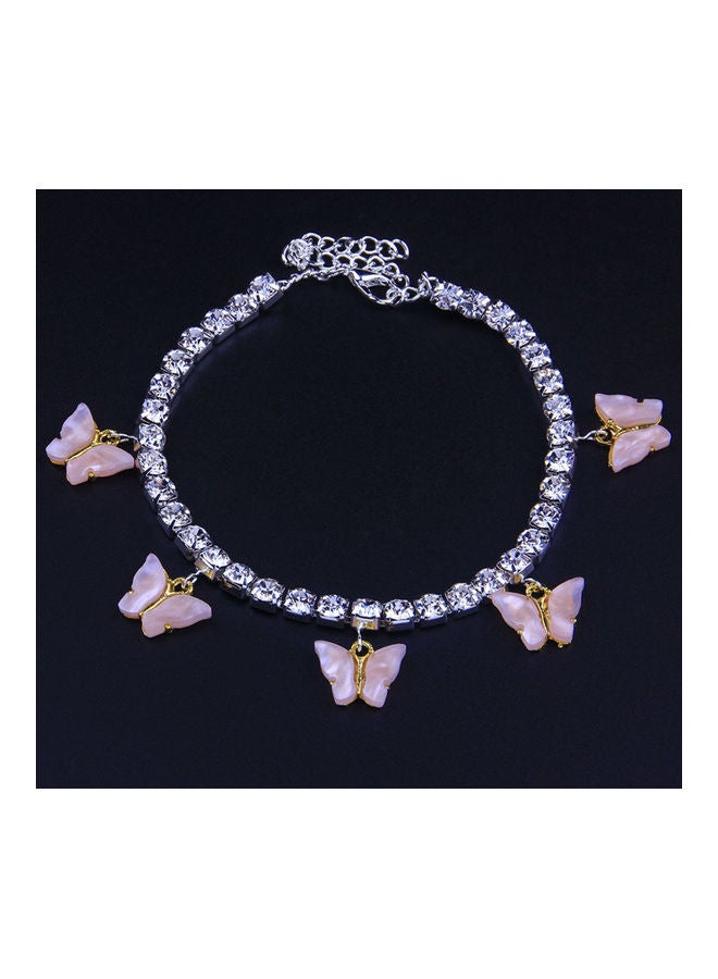 Rhinestone Studded Butterfly Design Anklet