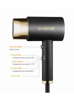 Sunhome Professional Hair Dryer Set ,1800W Black/Gold 28.8x20.6x8.4cm  - Image 5