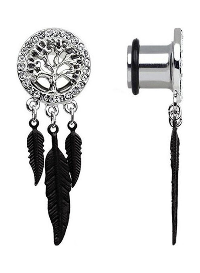Punk Rhinestone Leaves Piercing Ear Plugs Gauges - Image 2