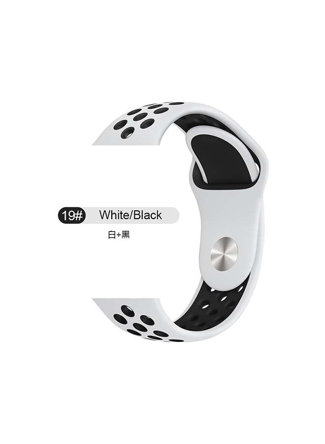 Generic - Replacement Band For Apple Watch Series 5/4/3 Sport Edition-42mm and 44mm White/Black - Image 1