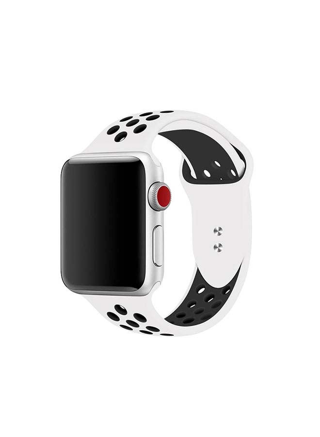 Generic - Replacement Band For Apple Watch Series 5/4/3 Sport Edition-42mm and 44mm White/Black - Image 1