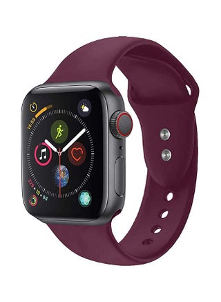 Silicon Sport Replacement Band For Apple Watch All Series Maroon - v1615450875/N45072609A_1