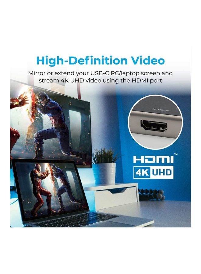 PROMATE - Compact Multiport USB-C Hub With 100W Power Delivery Black - Image 1
