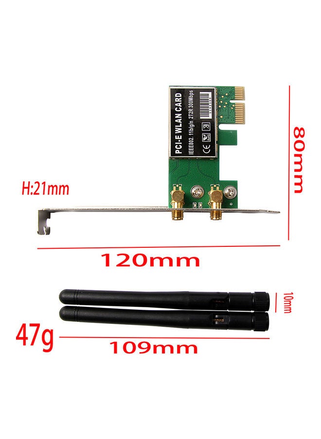 Generic 300M PCI-E Wireless Network Card Green  - Image 2