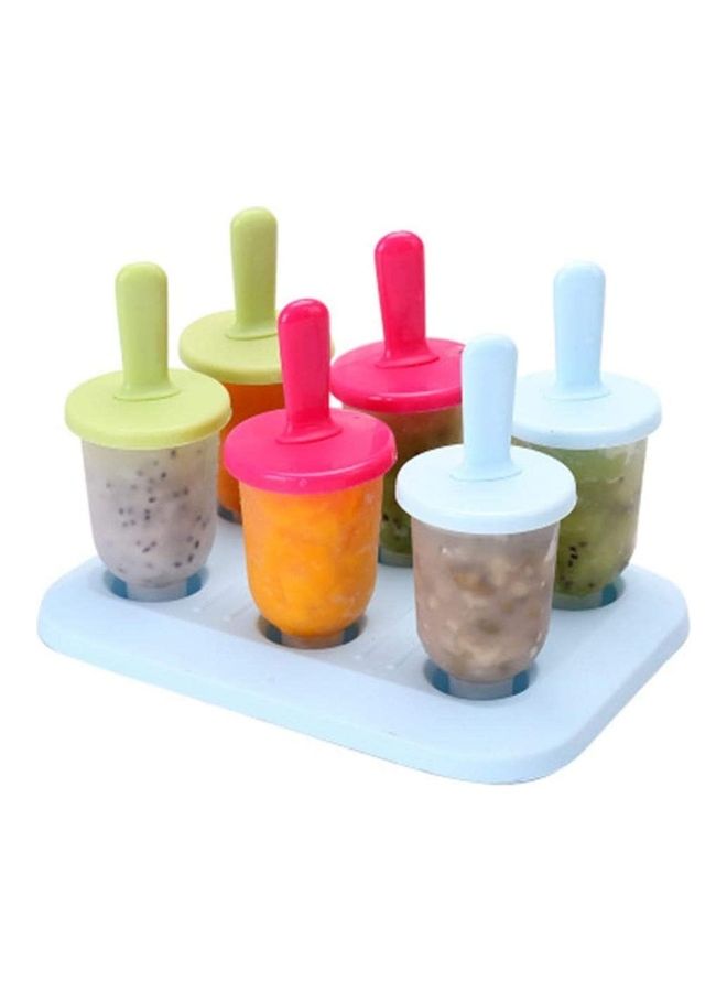 XiuWoo Set of 6 Plastic Kitchen Frozen Ice Cream Mold And Popsicle Candy Tray Multicolour 1cm - Image 1