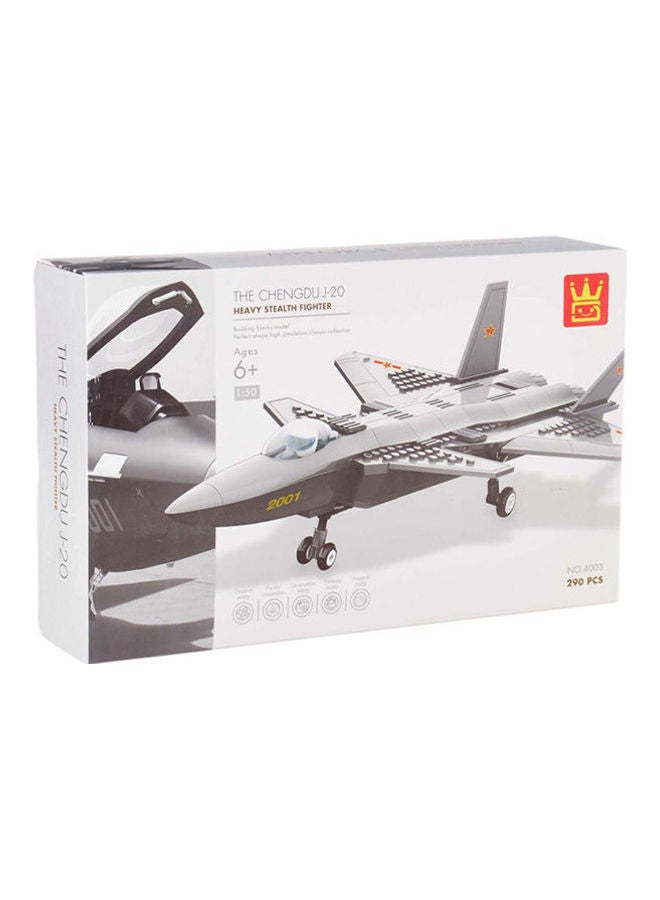 wange 4003 4003 Chengdu J20 Aircraft Shaped Building Sets 290 Pieces 3+ Years - Image 1
