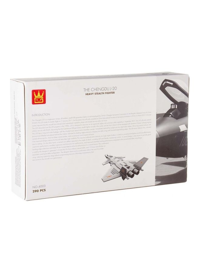 wange 4003 4003 Chengdu J20 Aircraft Shaped Building Sets 290 Pieces 3+ Years - Image 2