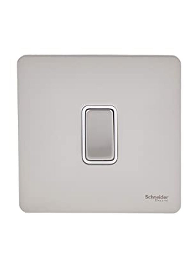 Schneider Screwless Flat Plate 2 Way Single Light Switch Silver