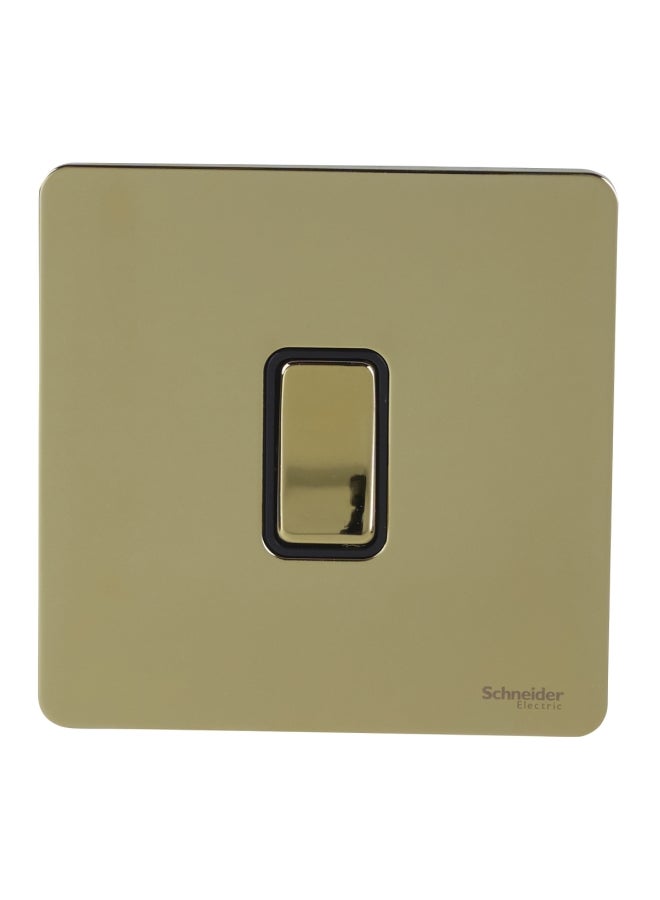 Schneider Screwless 10A 1 Gang 2 Way Flat Plate Retractive Bell Switch Gold/Black