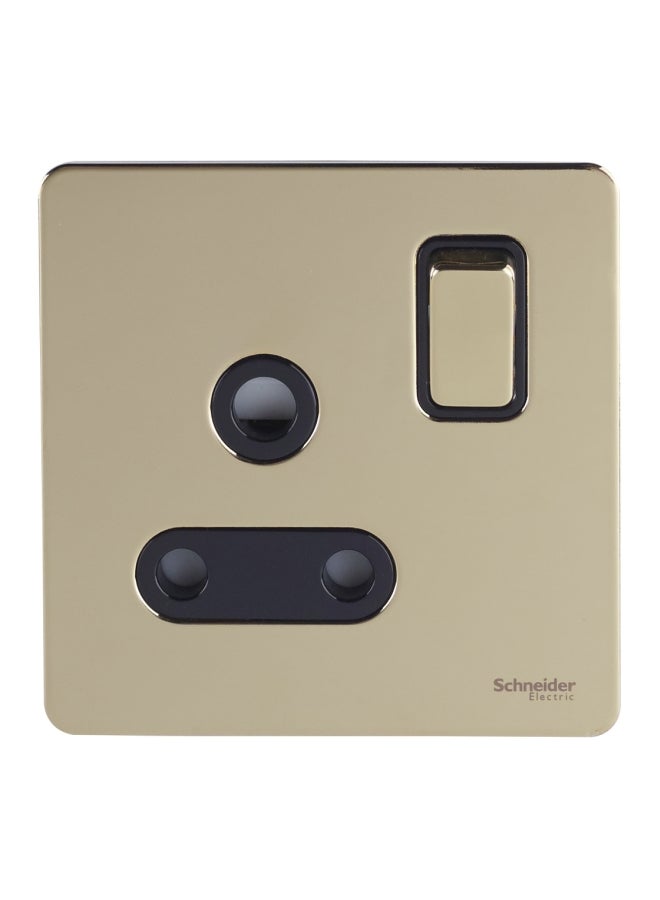Schneider Screwless Flat Plate 15A 1 Gang Single Switch Round Socket Gold/Black