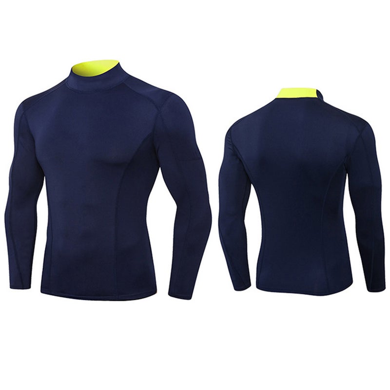 Generic - Long Sleeved Men Sport Shirts Dark Blue - Image 1