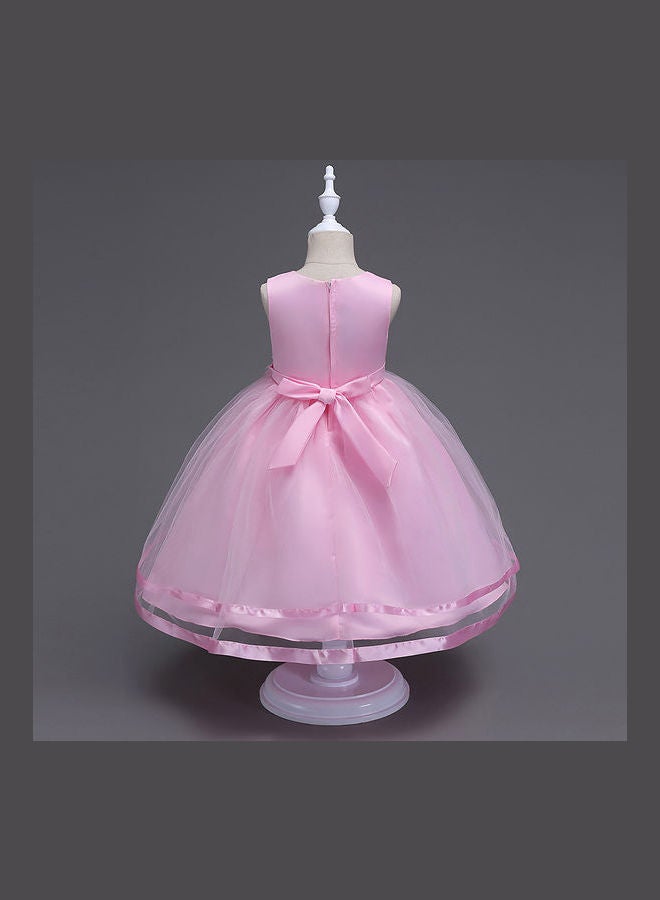 جولي فستان بقصة واسعة من قماش شبكي وردي - Image 2