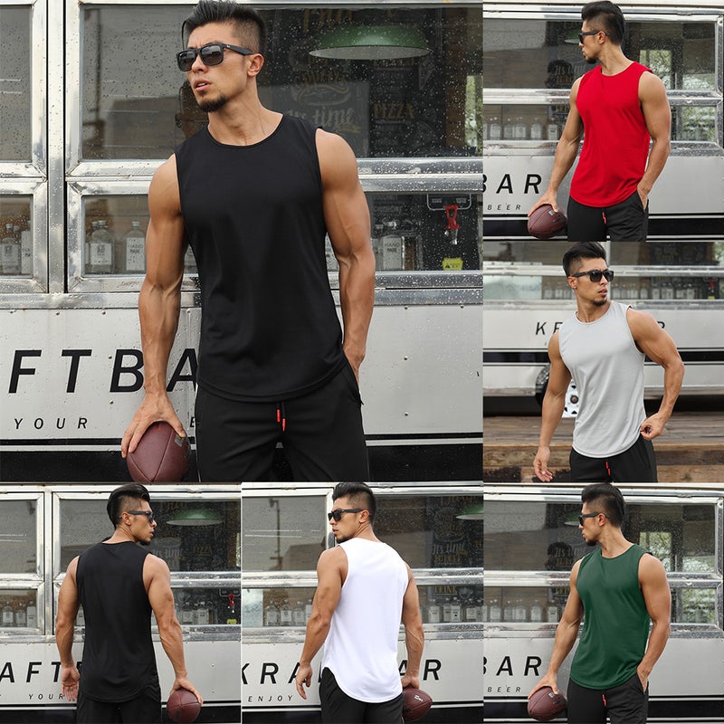 Men's Sport Tops Running Vest Green  - Image 5