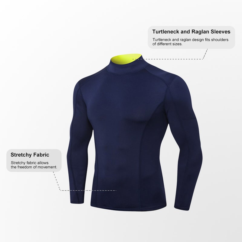 Generic - Long Sleeved Men Sport Shirts Dark Blue - Image 1