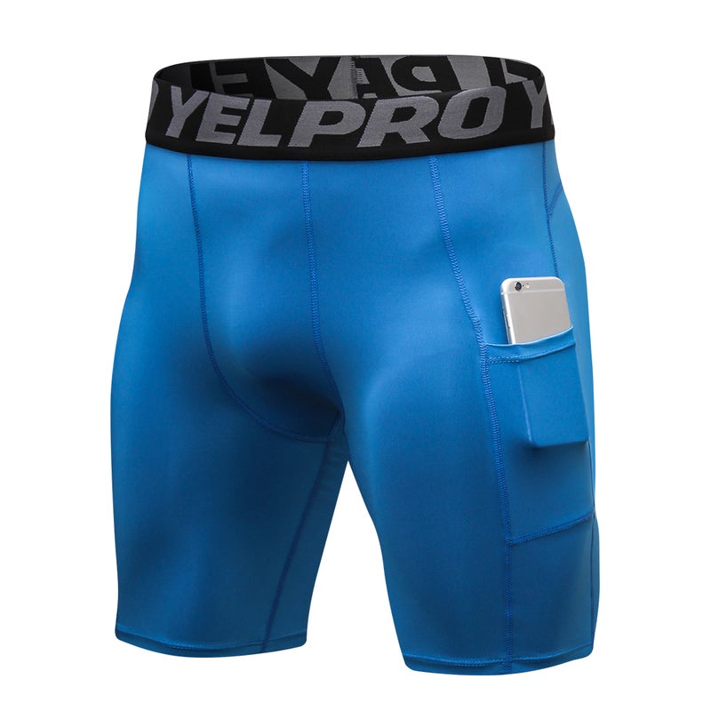 3 Pack  Compression Shorts Light Blue/Gray/Red - Image 3