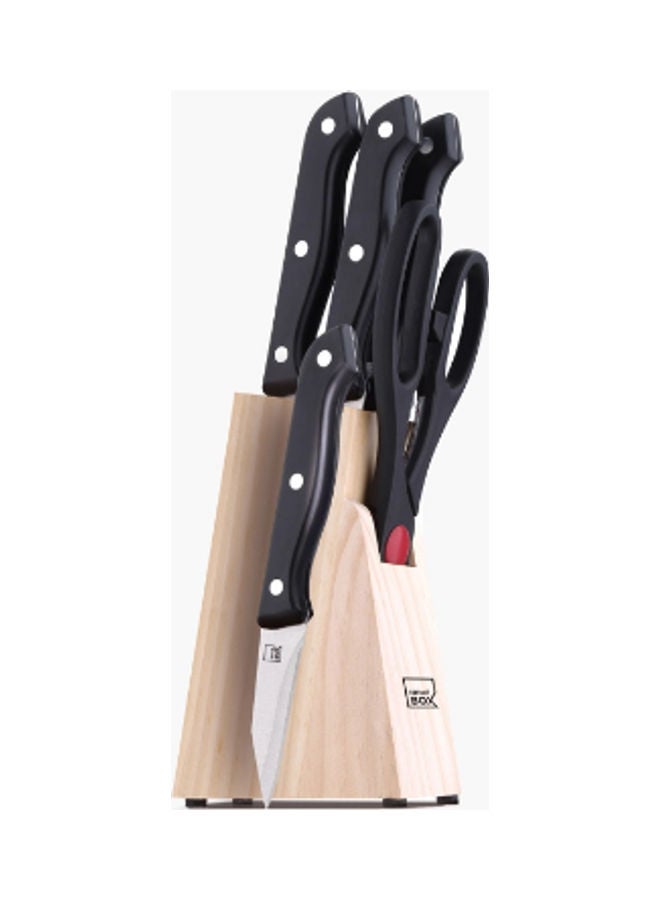 طقم سكاكين من الستانلس ستيل مكون من 6 قطع أسود / بيج 13.5سم - Image 1