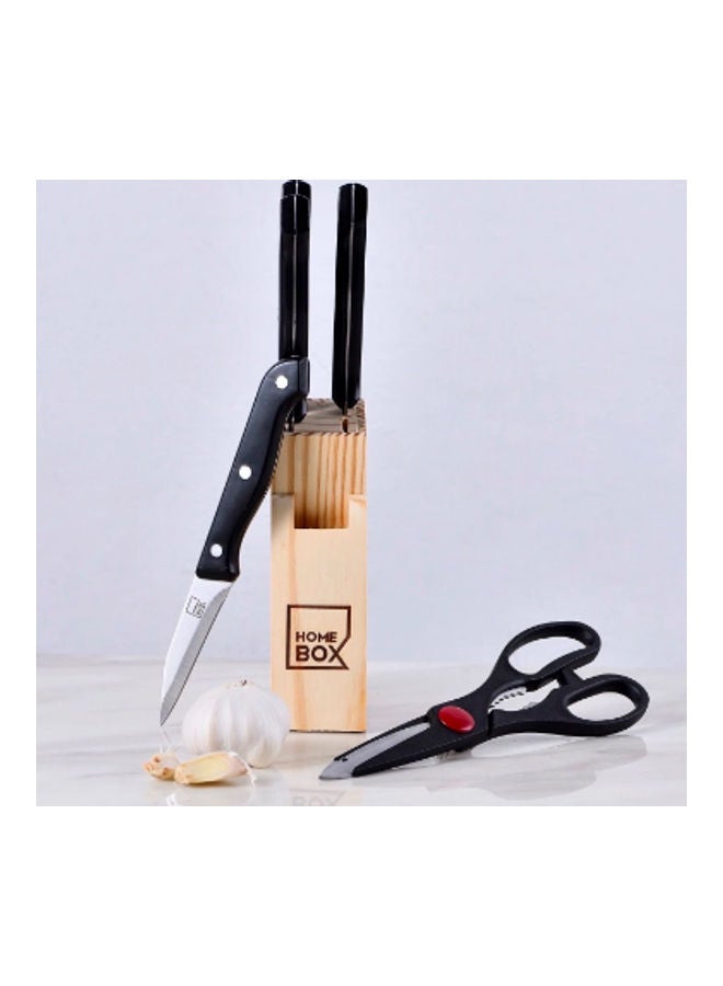 طقم سكاكين من الستانلس ستيل مكون من 6 قطع أسود / بيج 13.5سم - Image 2