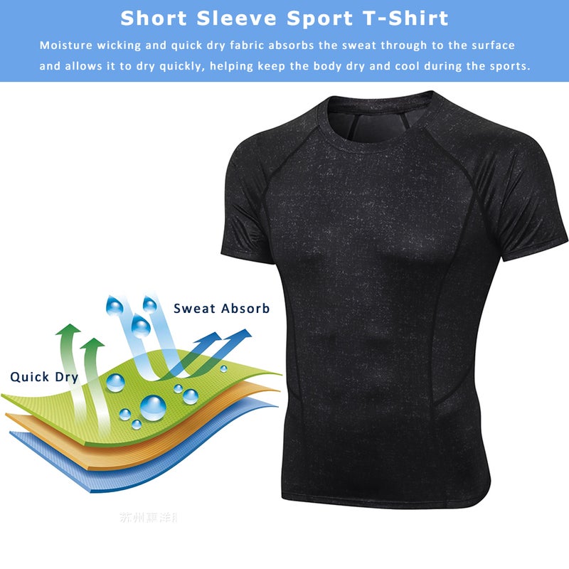 Quick Dry Elastic Sportswear T-Shirt Black  - Image 3