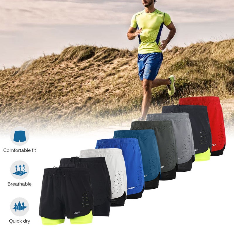 Lixadas 2-in-1 Running Shorts Red / Black - Image 3